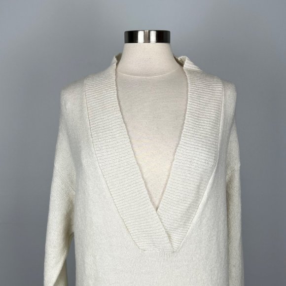 RDI Womens Pearl Essence V Neck Sweater Off White Oversized Tunic size Medium - Picture 3 of 14